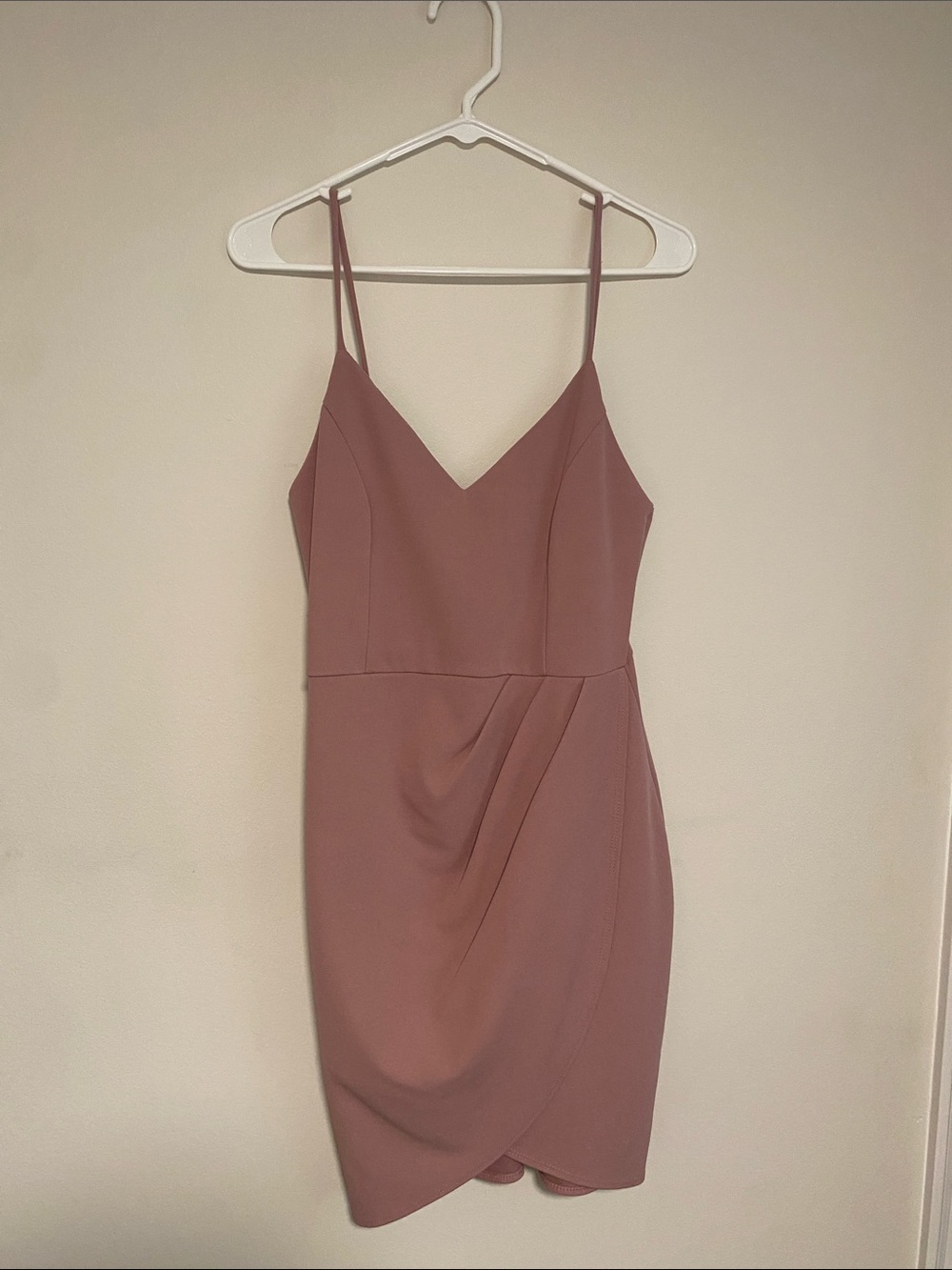 Lulu's Mauve Spaghetti Strap Tulip Hem Mini Dress
